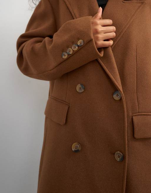 Topshop formeller Longline-Mantel mit doppelter Knopfleiste in Toffee, 3 von 4
