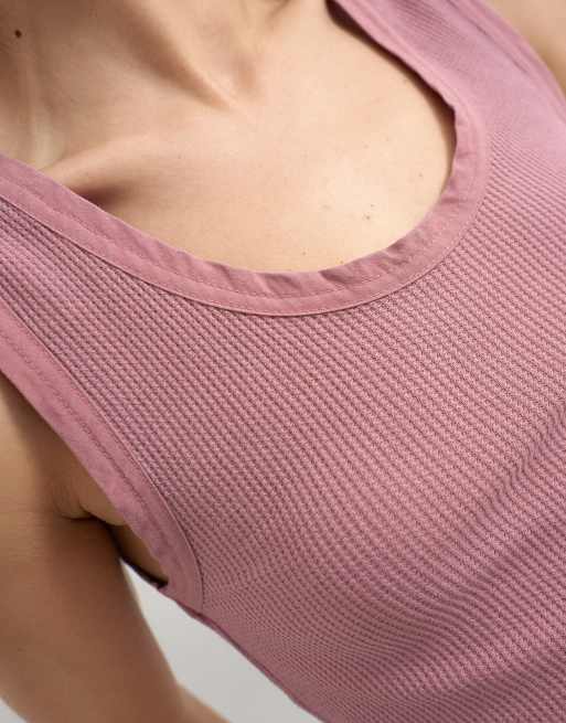 Topshop - Forvasket grålilla overdel med vaffeltekstur og vævede detaljer, 2 af 4