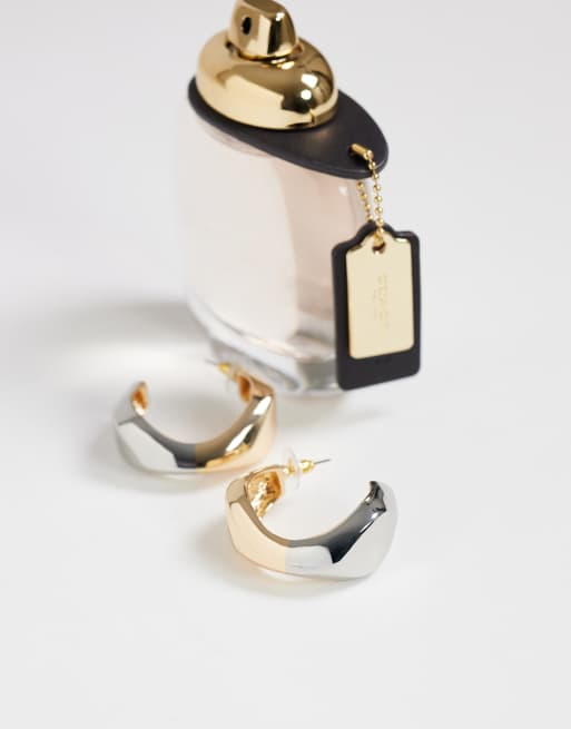 Topshop Foster tvåfärgade creoler i guld och silver, 2 av 5