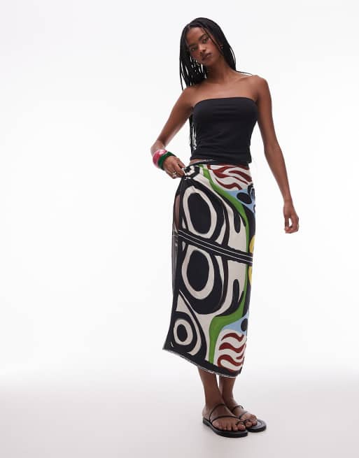 Topshop - Foulard en satin imprimé abstrait, 2 de 3