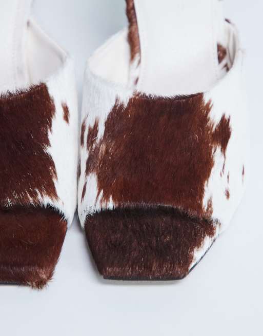 Topshop - Fox - Muiltjes van echt leer met ponyhaar en hak in koeienprint , 2 van 4