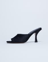 Topshop Fox real leather pony heeled mule in black 