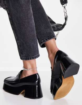 square toe platform loafers