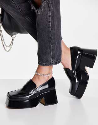 square toe platform loafers