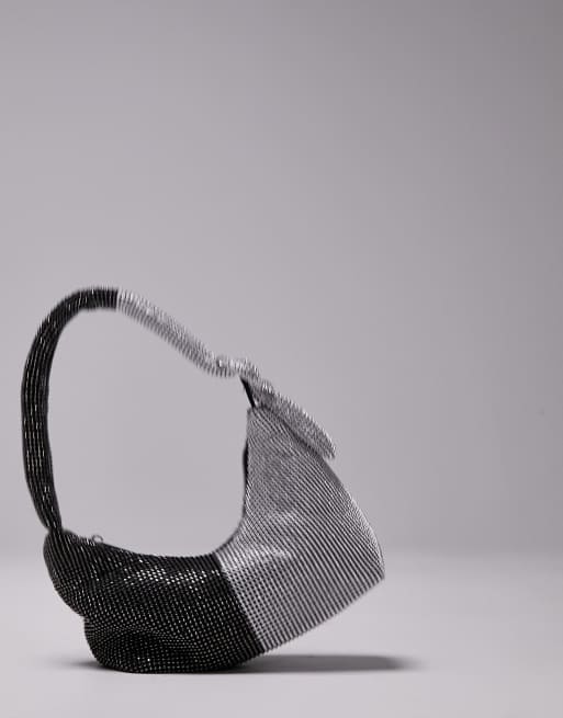 Topshop - Fran - Borsa da spalla bicolore con strass