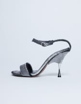 Topshop Fran real leather pony with metal high heel in silver pony