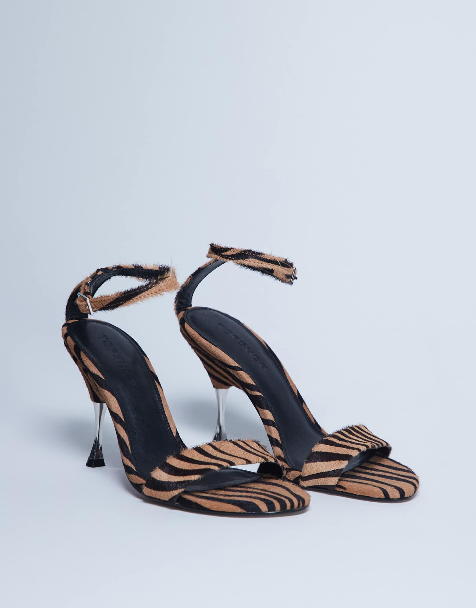 Пони из натуральной кожи Topshop Fran с металлическим высоким каблуком в цвете tiger pony