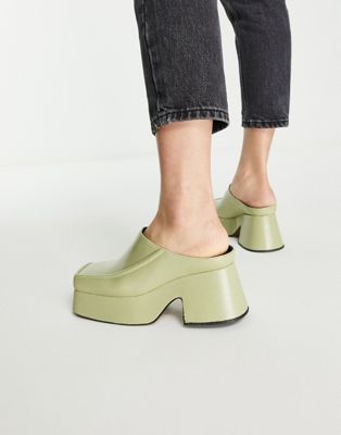 Chaussures Topshop - France - Mules à talon et bout carré - Vert citron