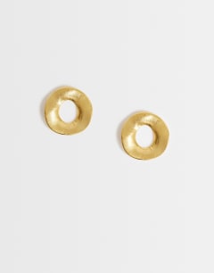 Francis waterproof stainless steel round earrings in gold brushed