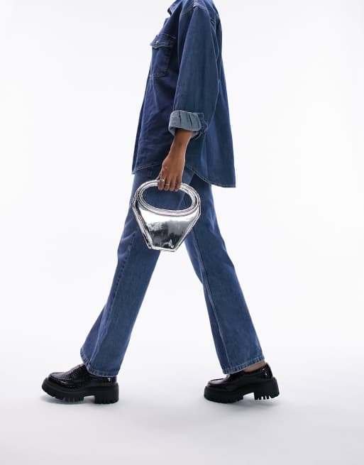 Frankie triangle grab bag in silver ASOS