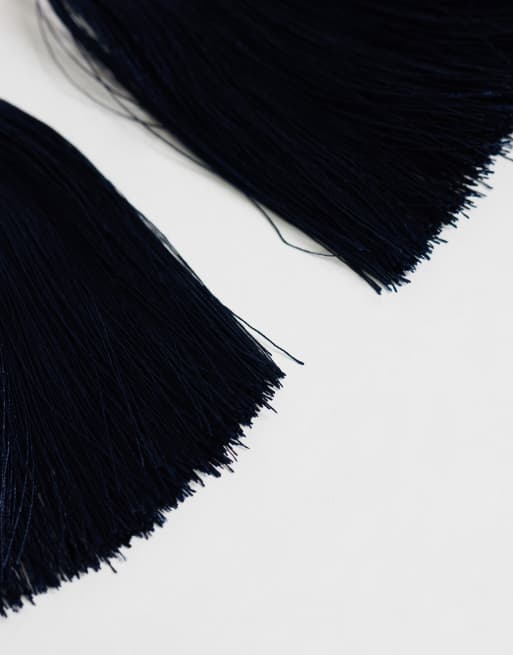 Topshop Franklin creoler med tofsar i marinblått, 3 av 4