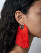 Topshop Franklin hoop tassel earrings in red
