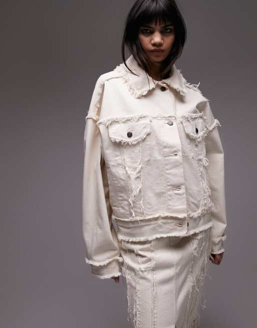 White denim jacket clearance topshop