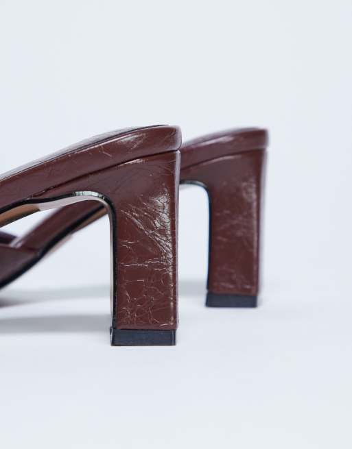 Topshop – Freya – Bordowe klapki na obcasie, 3 z 4