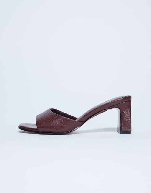 Topshop Freya heeled mules in burgundy