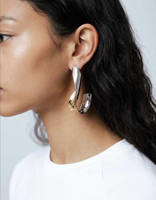 Topshop Freyja drejet ørering i guld og sølv, 5 af 5