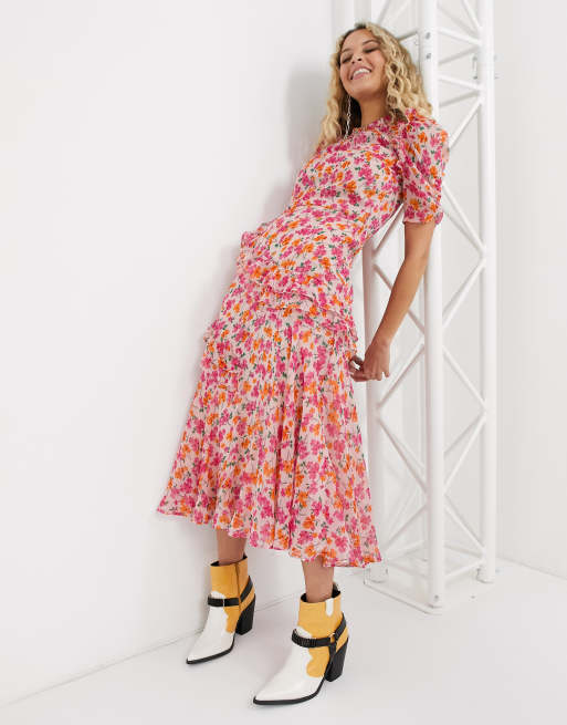 Topshop pink floral on sale dress