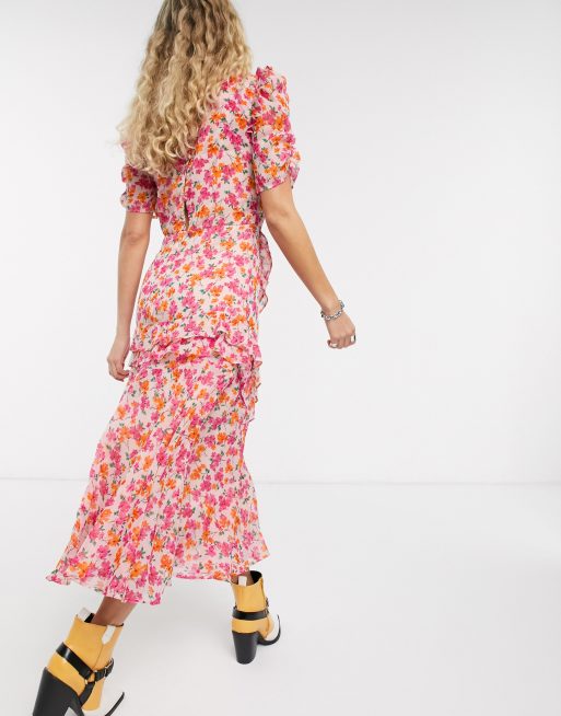 Topshop pink 2024 floral dress