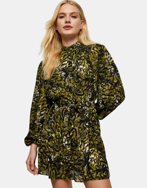 Topshop green 2025 leopard dress