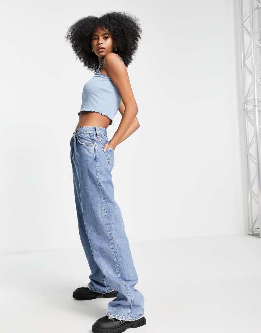 Topshop frill edge vest top in pale blue, 2 of 4