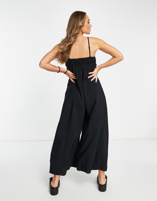 Black cheap frill jumpsuit