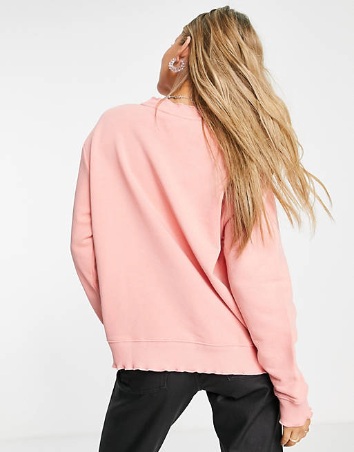  Topshop frill neck sweat in pink 