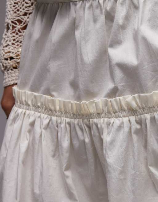 Topshop frill poplin full skirt in ivory, 5 of 5
