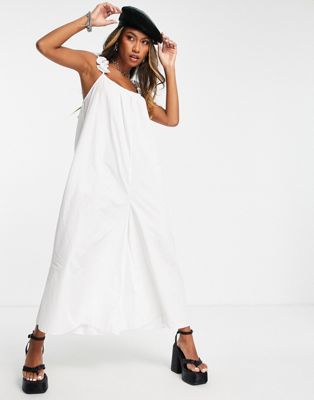 Topshop frill sleeve palazzo jumpsuit in white