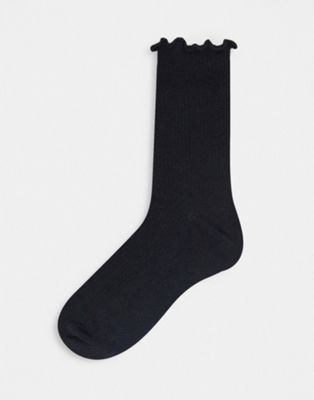 Topshop frill sock in black