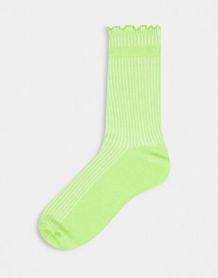 Topshop frill sock in lime