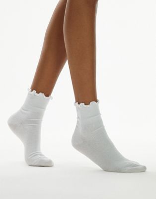 Topshop frill socks in white