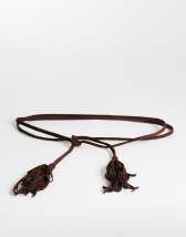 Topshop fringe cord suedette belt in chocolate