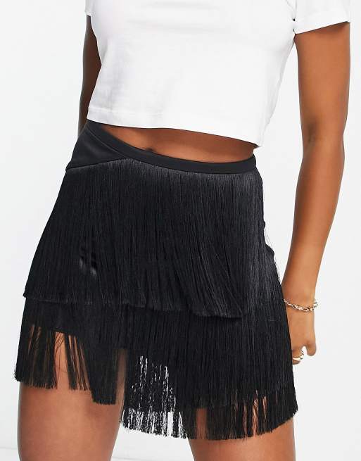 Black fringe outlet skirt no sew