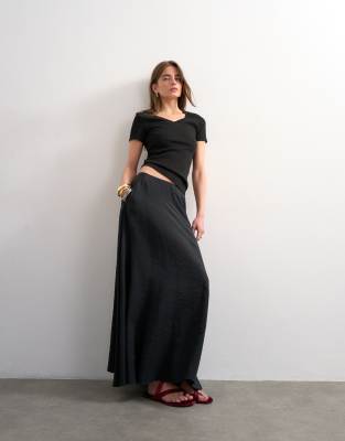 Topshop full circle cupro maxi skirt in black