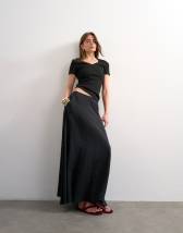 Topshop full circle cupro maxi skirt in black