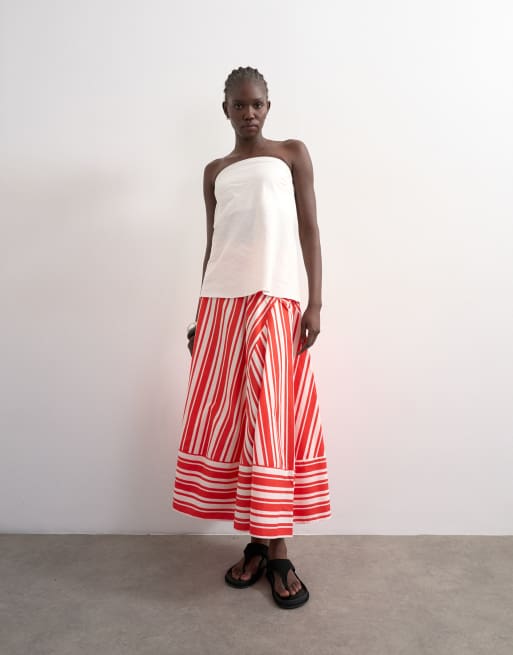 Topshop full circle cut about maxi skirt in red and white stripe, 2 of 5