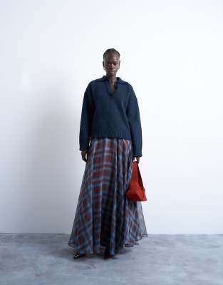 Topshop Full Circle Maxi Skirt In Blue