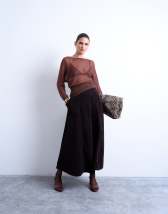 Topshop full circle maxi skirt in choc cord