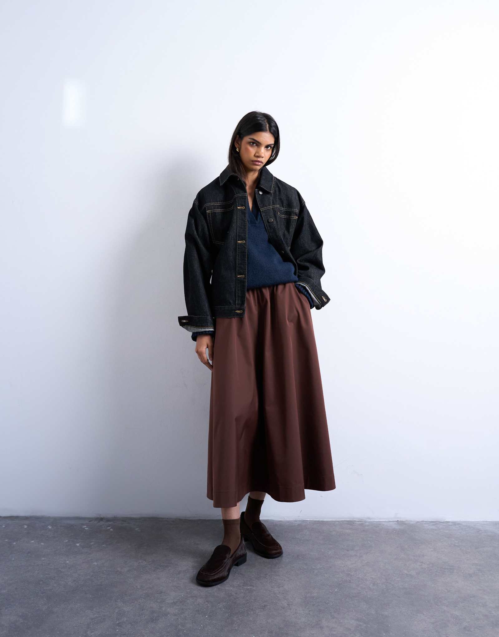 Круглая юбка-миди Topshop шоколадного цвета с эластичной талией