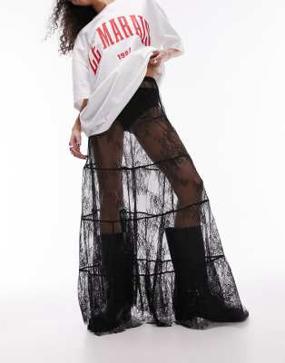 Topshop full lace maxi skirt in black | ASOS
