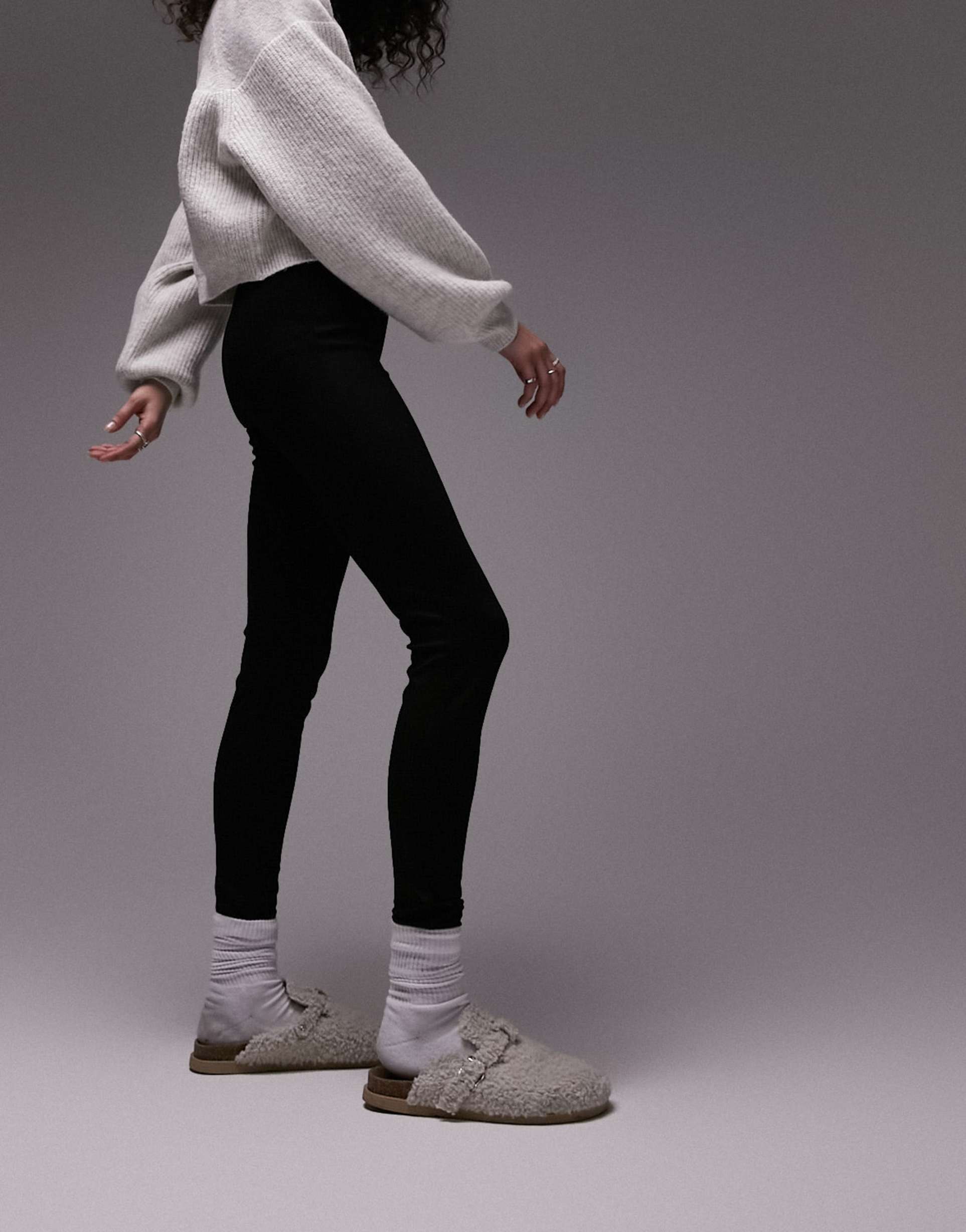 topshop full length heavy weight legging with deep waistband in black