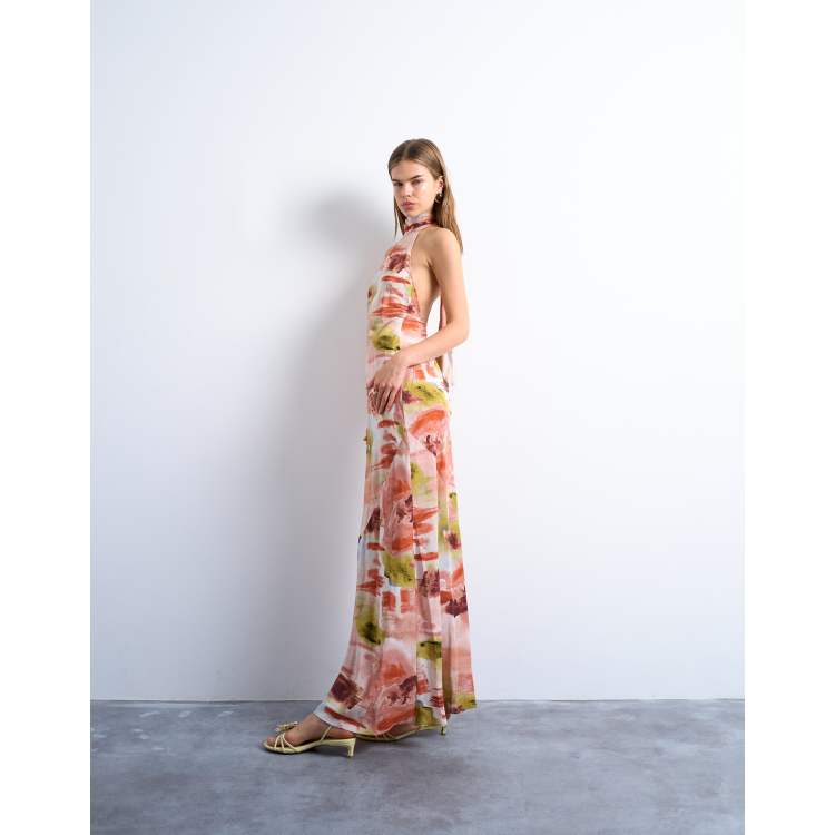 moon river halter dress Shona Joy - La Lune Ruched Halter Maxi Dress - Iceberg Blue main image 1