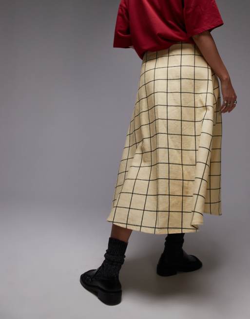 Windowpane Checked Volume Skirt