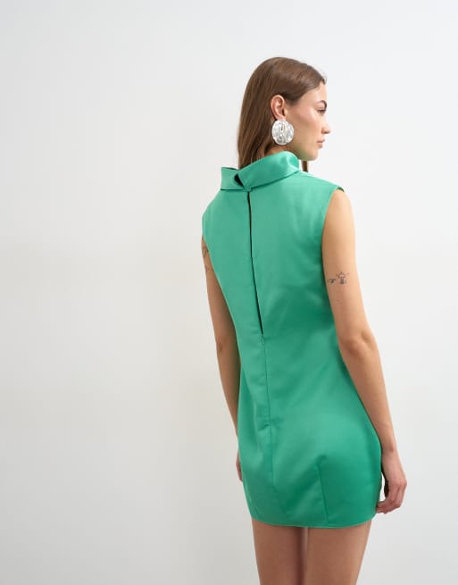 mint green satin mini dress Mint Green Short Sleeve Starlight Midi Dress