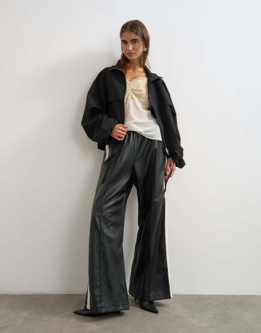 Topshop funnel neck jacket in black, 4 of 4