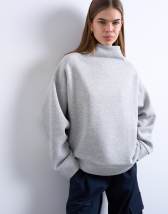 Topshop funnel neck oversized sweat in grey