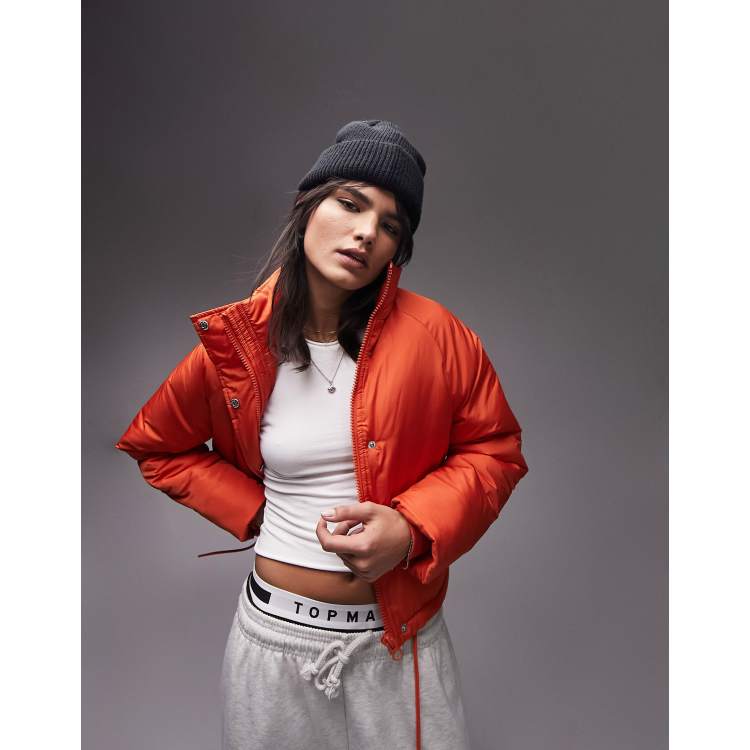 Topshop orange puffer jacket online