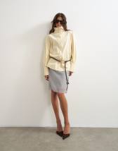 Topshop funnel neck shirt in buttermilk