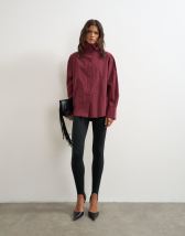 Topshop funnel neck shirt in fig