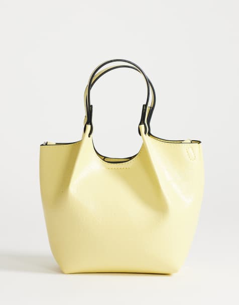 Topshop Gabbie grab bag small with detachable cross body strap in lemon - view 1